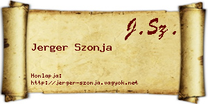 Jerger Szonja névjegykártya